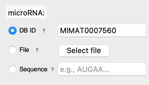 Select microRNA for Matching Mode